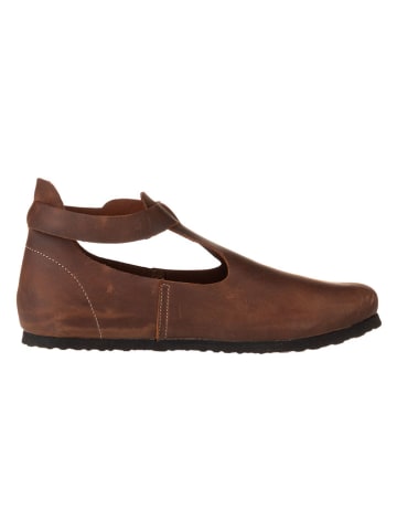 Comfortfusse Leder-Spangenballerinas in Braun