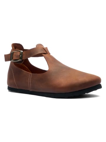 Comfortfusse Leren ballerina's lichtbruin