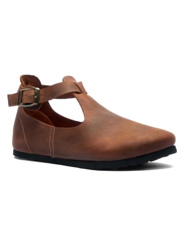 Comfortfusse Leren ballerina's lichtbruin