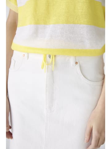 Oui Lniany sweter w kolorze biało-żółtym