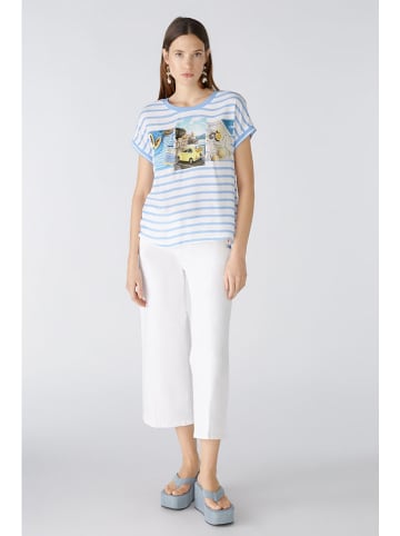 Oui Shirt in Weiß/ Hellblau