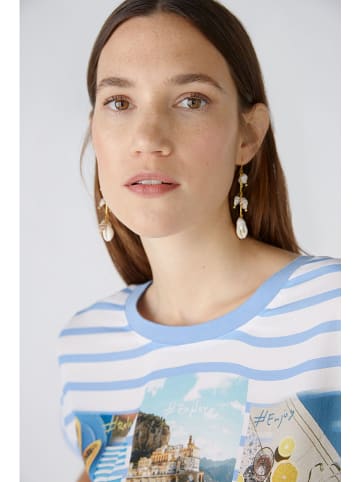 Oui Shirt in Weiß/ Hellblau