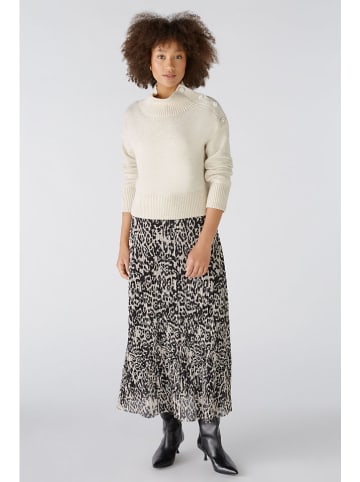 Oui Plisseerock in Schwarz/ Creme