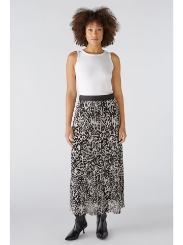 Oui Plisseerock in Schwarz/ Creme
