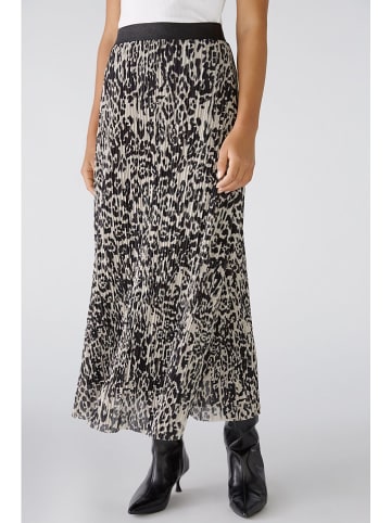 Oui Plisseerock in Schwarz/ Creme