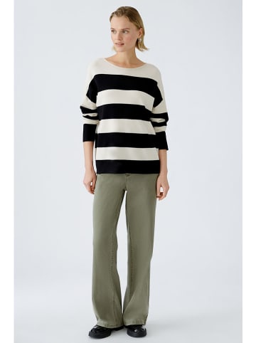 Oui Pullover in Weiß/ Schwarz