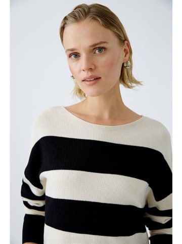 Oui Pullover in Weiß/ Schwarz