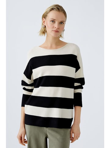 Oui Pullover in Weiß/ Schwarz
