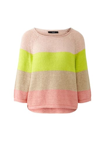 Oui Pullover in Rosa/ Grün