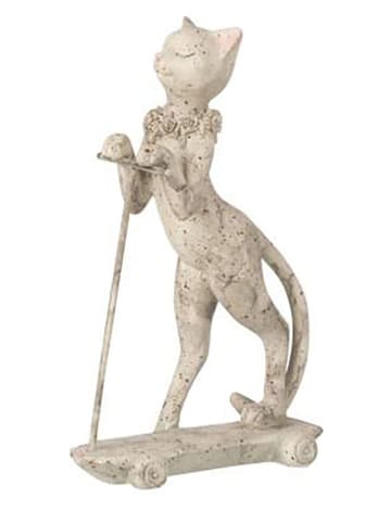 J Line Dekofigur "Katze auf Roller" in Grau - (B)11,5 x (H)19 x (T)5 cm