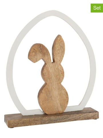 J Line 2er-Set: Dekoaufsteller in Hellbraun/ Weiß - (B)27 x (H)32,5 cm