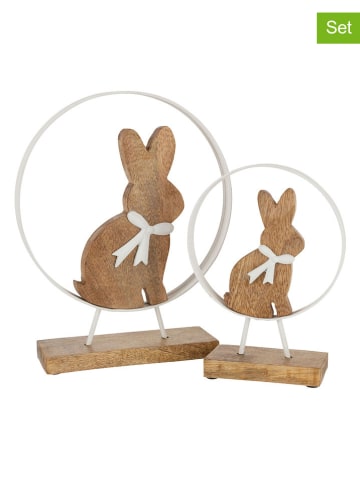 J Line 2er-Set: Dekoaufsteller in Hellbraun/ Weiß - (B)21,5 x (H)31 cm