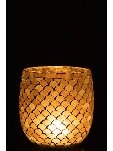 J Line 2er-Set: Windlichter "Mosaik" in Gelb - (H)16 x Ø 15,5 cm