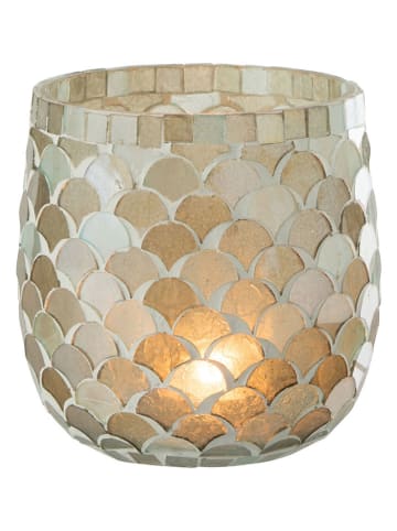J Line Świecznik "Mosaik" w kolorze błękitnym - wys. 12,5 x Ø 12 cm