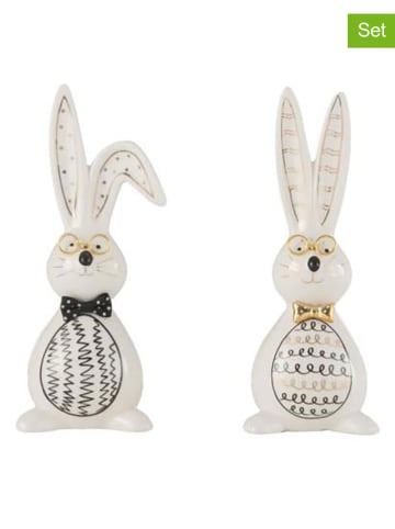 J Line 2er-Set: Dekofiguren "Hase Robert" in Weiß - (H)20 cm