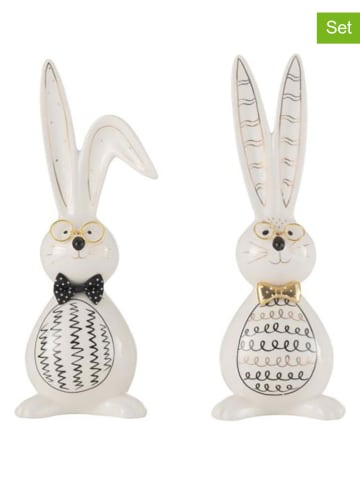 J Line 2er-Set: Dekofiguren "Hase Robert" in Weiß - (H)28 cm