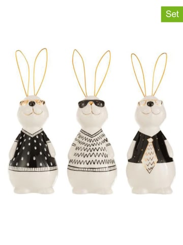 J Line 3er-Set: Dekofiguren "Hase" in Schwarz/ Grau/ Weiß - (H)19,5 cm