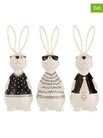 J Line 3er-Set: Dekofiguren "Hase" in Grau/ Schwarz/ Weiß - (H)29,5 cm