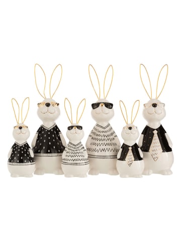 J Line 3er-Set: Dekofiguren "Hase" in Grau/ Schwarz/ Weiß - (H)29,5 cm