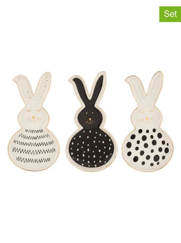 J Line 3er-Set: Servierschalen "Hase" in Schwarz/ Weiß - (B)14 x (H)27 cm