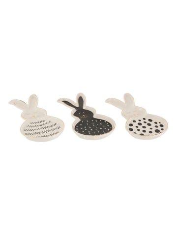 J Line 3er-Set: Servierschalen "Hase" in Schwarz/ Weiß - (B)14 x (H)27 cm