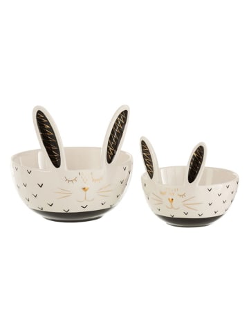 J Line 2er-Set: Müslischalen "Hasen" in Weiß/ Schwarz - Ø 12,5 cm