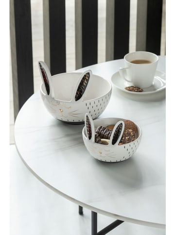 J Line 2er-Set: Müslischalen "Hasen" in Weiß/ Schwarz - Ø 12,5 cm