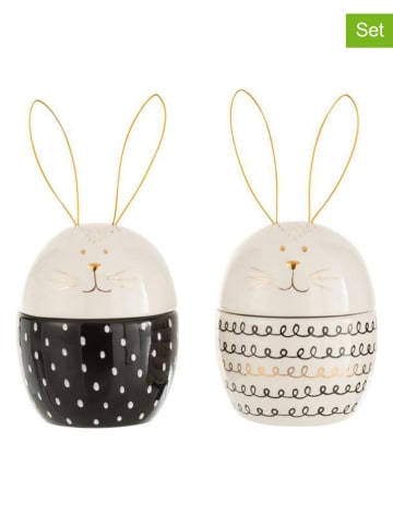 J Line 2er-Set: Vorratsdosen "Hase" in Schwarz/ Weiß - (H)19,5 x Ø 10,5 cm