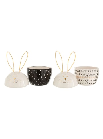 J Line 2er-Set: Vorratsdosen "Hase" in Schwarz/ Weiß - (H)19,5 x Ø 10,5 cm
