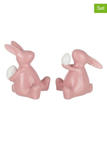 J Line Figurki dekoracyjne (2 szt.) w kolorze jasnoróżowym - 10 x 9 x 10 cm