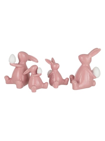 J Line 2er-Set: Dekofiguren "Hase" in Rosa - (B)10 x (H)9 x (T)10 cm