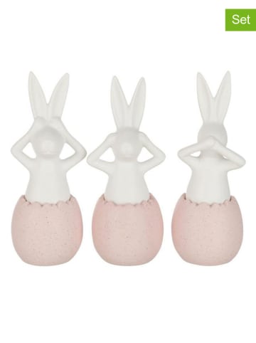 J Line 3er-Set: Dekofiguren "Hase" in Rosa/ Weiß - (H)25 x Ø 9 cm