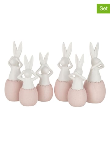 J Line 2er-Set: Dekofiguren "Hase" in Rosa/ Weiß - (H)30 x Ø 11 cm