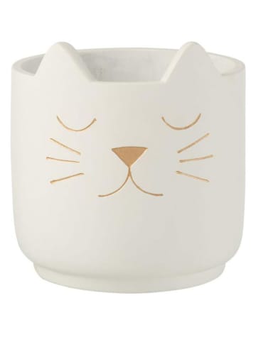 J Line Übertopf "Katze" in Weiß - (H)19,5 x Ø 19 cm