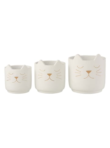 J Line Übertopf "Katze" in Weiß - (H)19,5 x Ø 19 cm