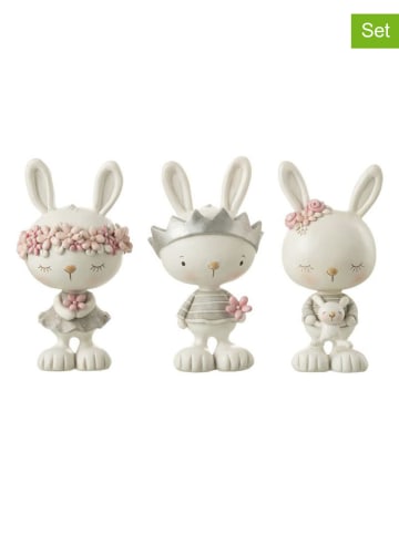 J Line 3er-Set: Dekofiguren "Hase" in Weiß/ Grau/ Rosa - (H)17 x Ø 9,5 cm