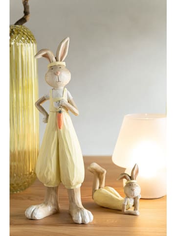 J Line 2er-Set: Dekofiguren "Hase" in Hellbraun/ Gelb - (B)14 x (H)9,5 x (T)5 cm