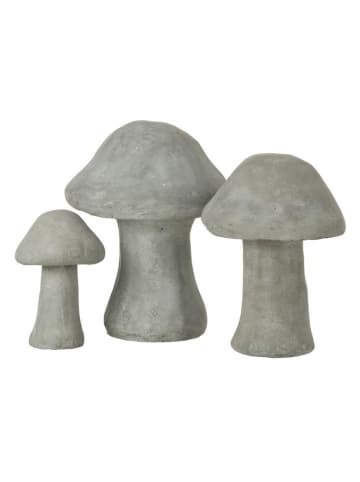 J Line 3er-Set: Dekofiguren "Pilz" in Grau