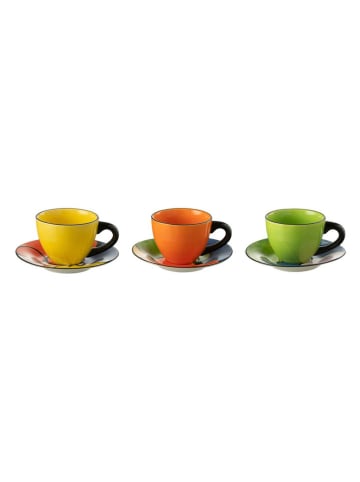 J Line 3er-Set: Kaffeetassen in Bunt - (H)8 cm