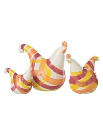J Line 3er-Set: Dekofiguren "Hennen" in Gelb/ Orange/ Pink