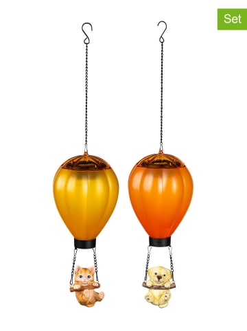 Garden Hero 2er-Set: LED-Solar-Dekoleuchten in Orange - (H)49 x Ø 12 cm