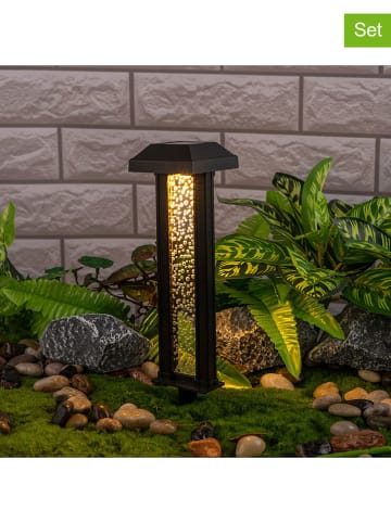 Garden Hero 2er-Set: LED-Solar-Gartenstecker in Schwarz - (H)30,5 x Ø 7,5 cm