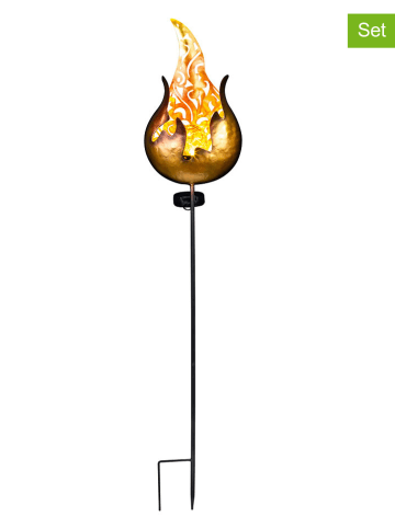 Garden Hero 2-delige set: ledsolartuinsteker "Fuego" oranje - (B)17 x (H)92 x (D)7 cm