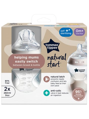 tommee tippee 2er-Set: Babyflaschen ''Natural start'' in Beige - 260 ml