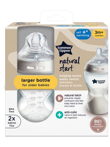tommee tippee 2er-Set: Babyflaschen ''Natural start'' in Beige - 340 ml