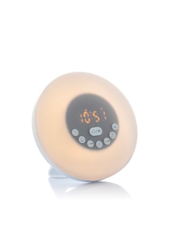 InnovaGoods Aufladbarer Sonnenaufgangswecker mit Lautsprecher in Weiß - Ø 16 cm
