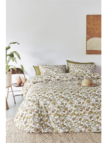 Beddinghouse Seersucker beddengoedset "Tess" wit/mosterdgeel