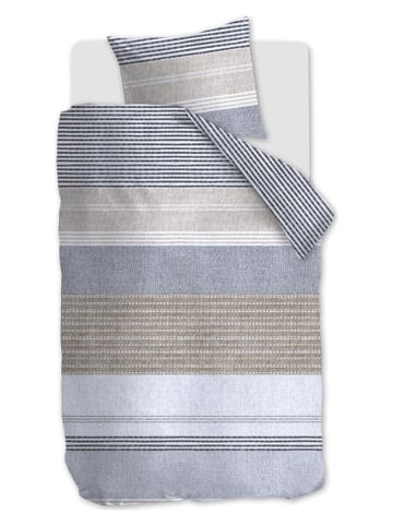 ariadne Komplet pościeli flanelowej "Stitches" w kolorze biało-niebieskim