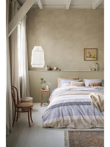 Beddinghouse Flanellen beddengoedset "Stitches" wit/blauw