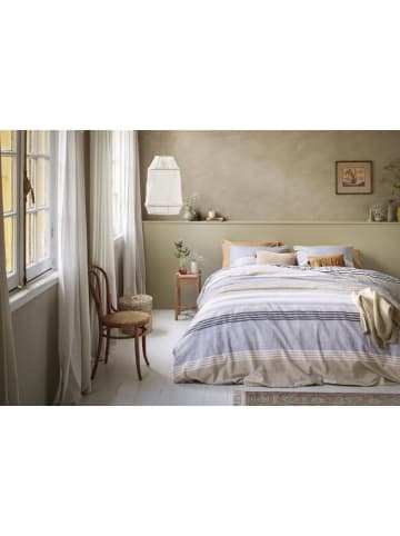 ariadne Flanellen beddengoedset "Stitches" wit/blauw